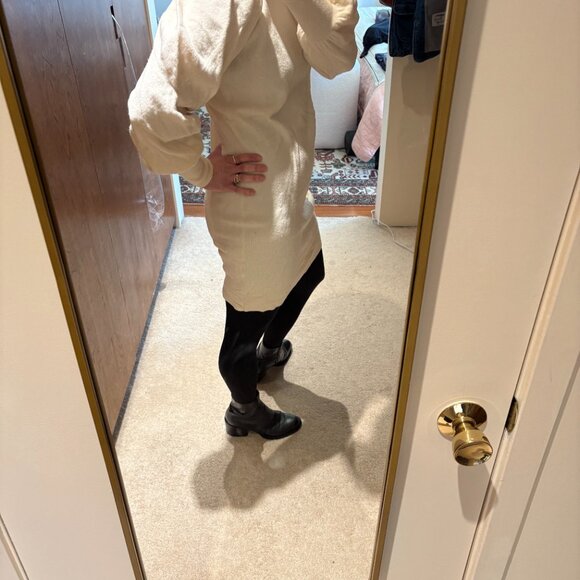 Ulla Johnson Soft Wool Cream Midi Dress with Balloon Sleeves - Picture 3 of 9